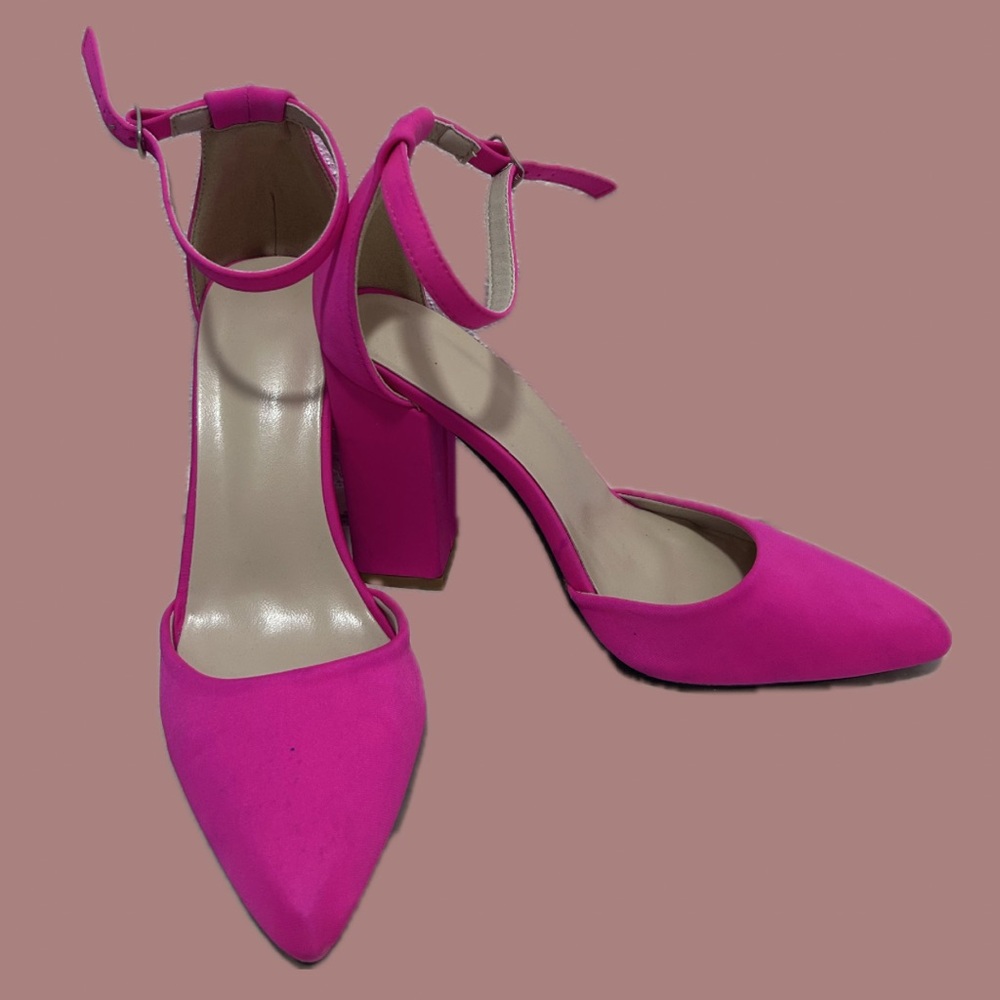 SHEIN Vibrant Pink Block Heels
